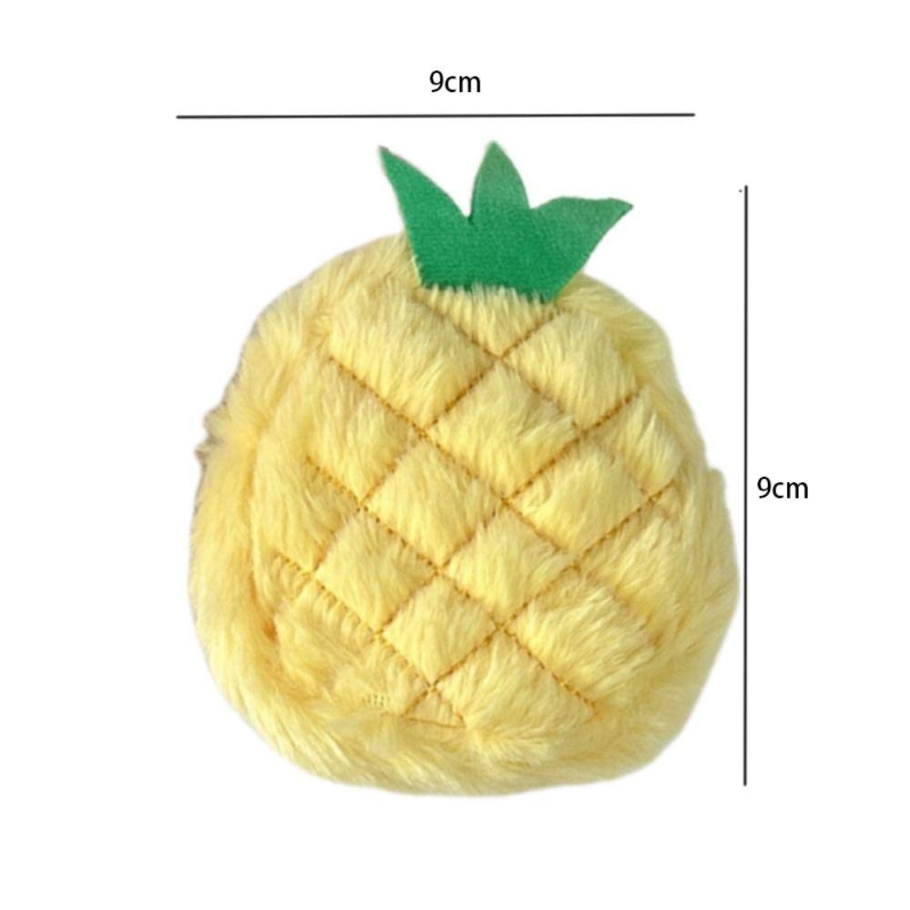 Cute Kid's Coin Pouch Cartoon Bag Keychain Pendant Zipper Fruit Shape Plush Coin Purse  Gift