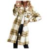 Ladies Casual Loose Long Sleeve Loose Single-breasted Button Plaid Long Coat