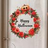 Halloween Window Decals Wreath Wall Stickers, Happy Garland Decals, Retro Autumn Pumpkin Decorative Seasonal Film & Rose Waterproof PVC Decor