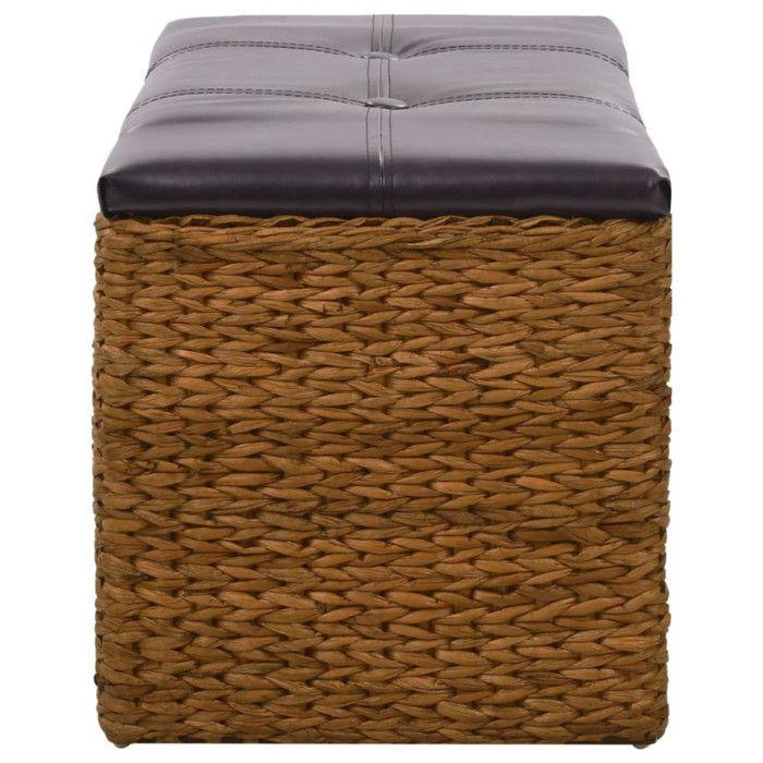 Banc - vidaXL - 71 x 40 x 42 cm - Jacinthe d'eau - Cuir artificiel - Marron et noir