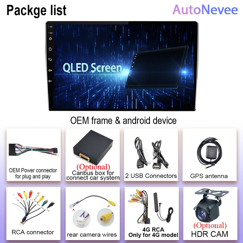 Universal Android Multimedia For Car Stereo CPU Radio QLED Player Navigation Carplay Auto 5G BT Cam