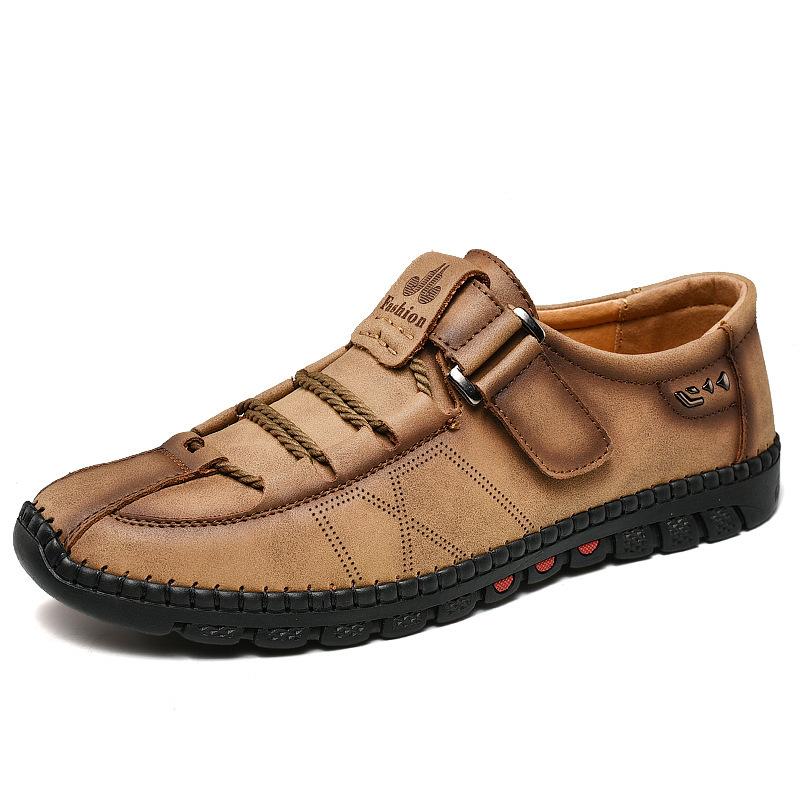 

Spring new comfortable large size outdoor casual leather shoes wear-resistant low-top men s shoes hand-stitched 47