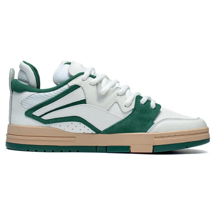 Li Ning Slip Resistant Cushioning Low top Skateboard Shoes Men's White Green AECT035-2