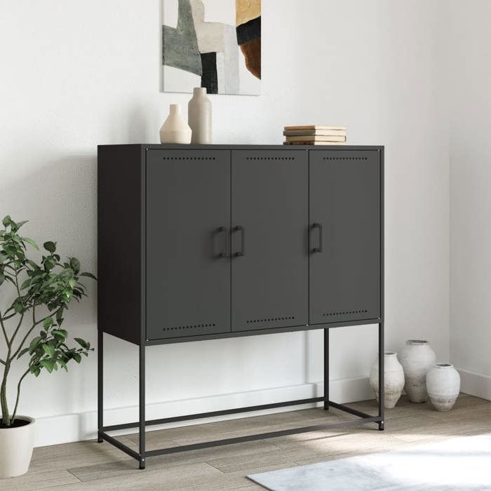 VidaXL Highboard Black 100.5x39x107 Cm Steel, Buffet, Cupboard, Sideboard, Cabinet, Storage Cabinet, Cabinet 846536