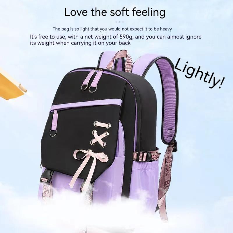 Teenagers Cute Schoolbag Shoulder Backpack Nylon Fabric Girls Large Capacity Splash-Proof