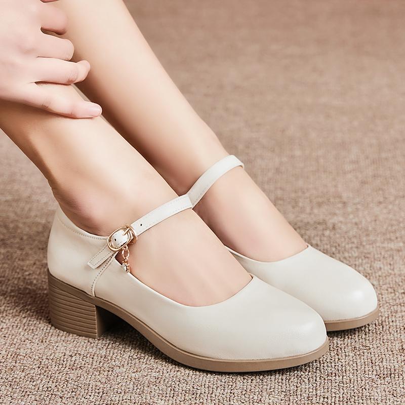 Fashion AIYUQI Women's Shoes Autumn 2025 New Mid-heeled Genuine Leather Mom Shoes Large Size Fashion Non-slip Women's Shoes