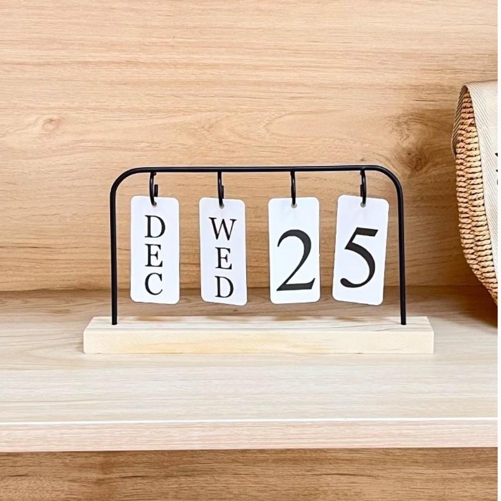 Wooden Desktop Flip Calendar Turn Page Design Vintage Standing Calendar Creative Series Date Display Wooden Calendar