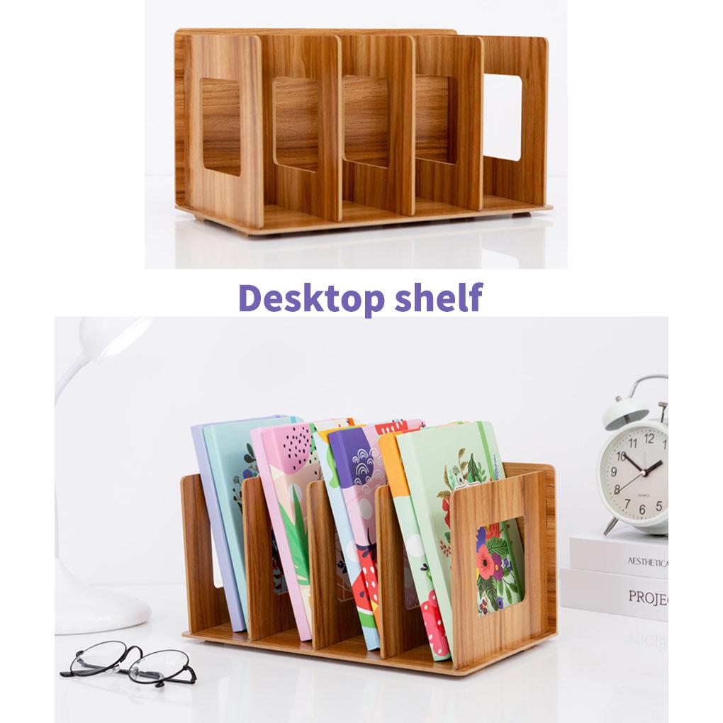 5 Fächer Bücherregal Holz Tisch Desktop Regal ple Stil Informationsbücherregal Ständer Büroorganisation