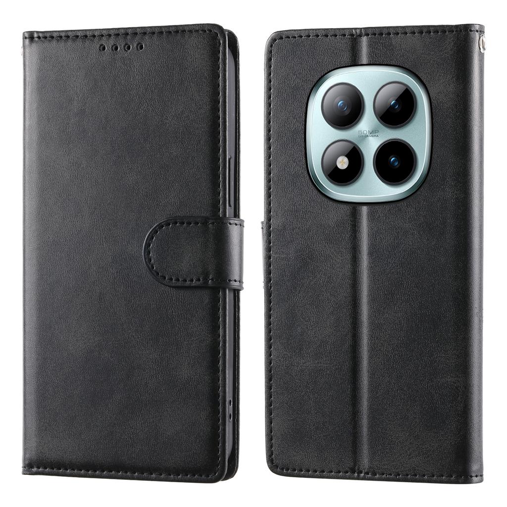 For Xiaomi Poco M8 Pro 5G/Redmi Note 15 Pro+ 5G (Global) Case Stand Wallet Calf Texture PU Leather Flip Phone Cover with Wrist Strap