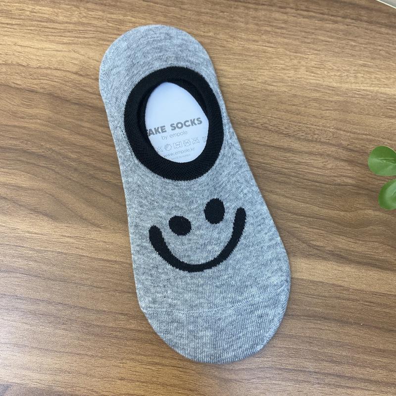 Korean EMPOLE 2026 Bestseller Women s Smiley Face Cotton Ankle Socks - Versatile & Simple Style One Size