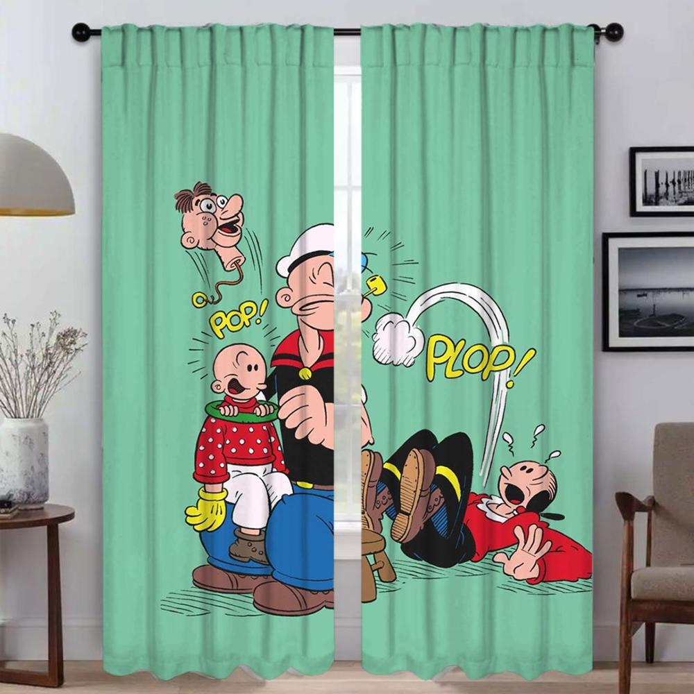 

Шторы для кухни с изображением моряка Попай для гостиной, затемняющие шторы для комнаты, 2 панели, украшения на Хэллоуин, перегородка для ребенка W50xH70cmx2pcs-CL