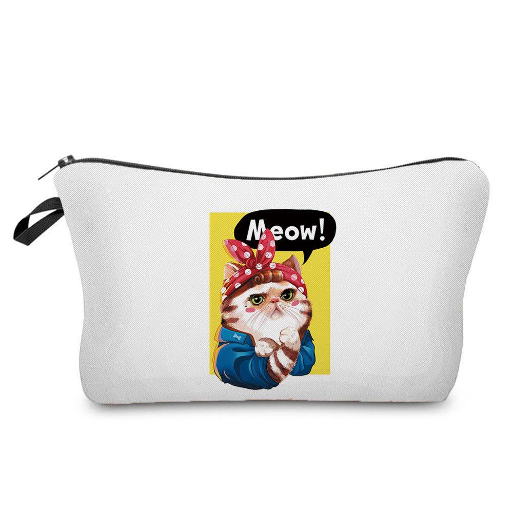 Women Cat Print Cosmetic Bag Toiletries Organize Travel Storage Case KTB