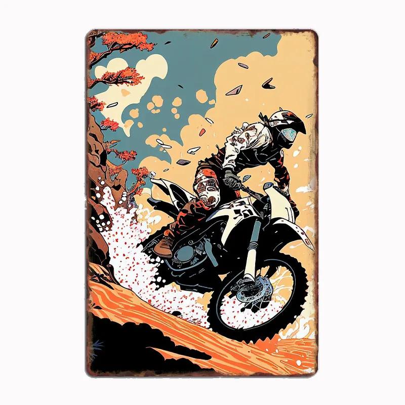 

Dirt Bike Stunt Anime Style Fall Poster Metal Sign Club Indoor Room Decor Custom Tin Home Wall Decor 20X30CM