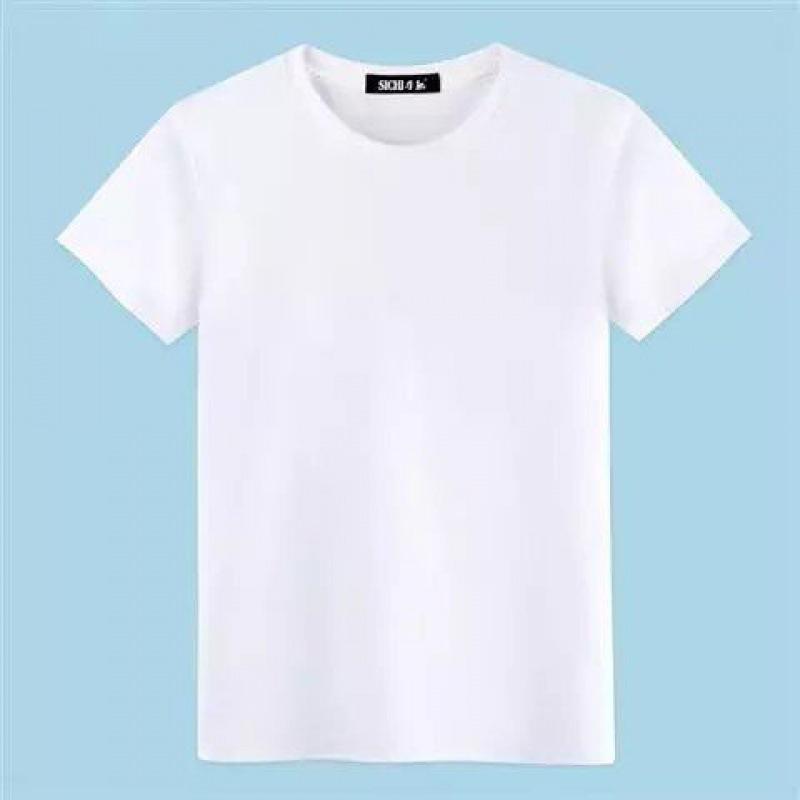Korean Style Men's Summer Solid Color Round Neck T-Shirt - Black & White