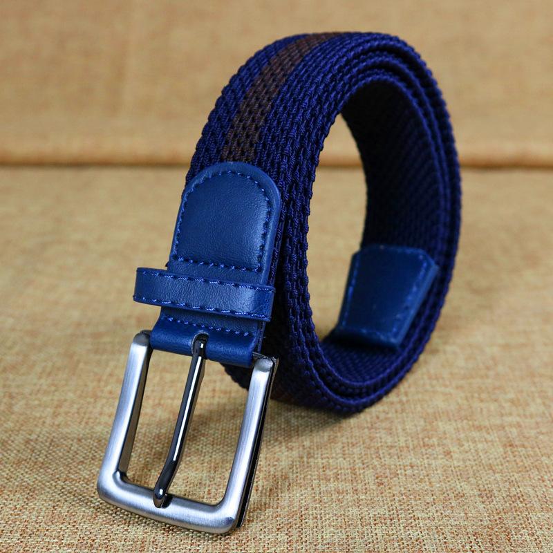 Men'S Elastic Belt, Men'S And Women'S Pin Buckle Elastic Trendy Belt, Canvas Woven Belt, Casual.