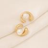 Geometric Irregular Earrings, Elegant Pearl Ear Jewelry, Fashion Stainless Steel C-shaped Studs
