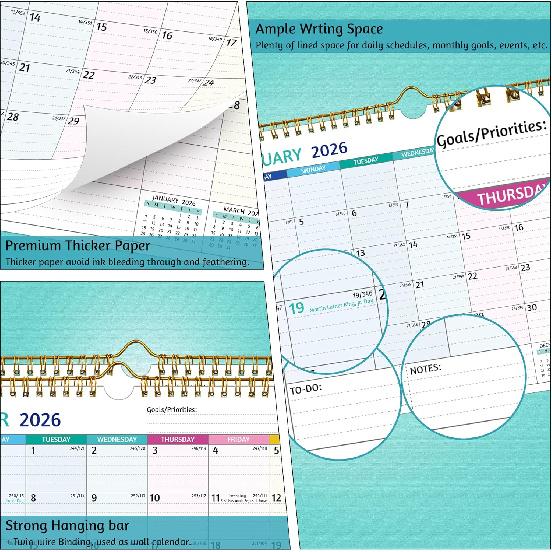 Wall Calendar 2026-2027 – 2 Year Calendar 2026-2027, 11 X 8.5 In, Jan 2026 - Dec 2027, 2026 Calendar 24 Months, Small Monthly Calendar 2026, with