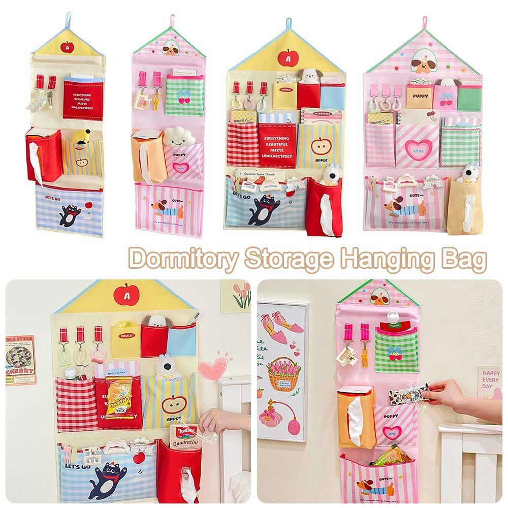 Oxford Cloth Dormitory Storage Hanging Bag Cartoon Multi-layer Underwear Storage Mesh Pouch Wall-mounted Sundries Organizer