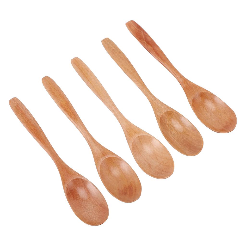 5PCS Wooden Spoons for Honey Coffee Tea Dessert Wood Serving Table Spoon Set for Stirring