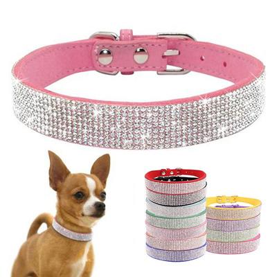 Coleira Ajustável Brilhante com Strass Quente para Animais de Estimação, Microfibra Durável, Coleira Macia e Confortável para Gatos