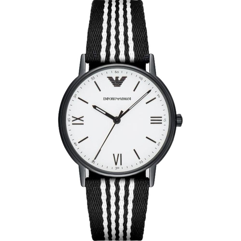 

Emporio Armani White Black Textile Over Leather Men s Quartz Watch AR80004 белый