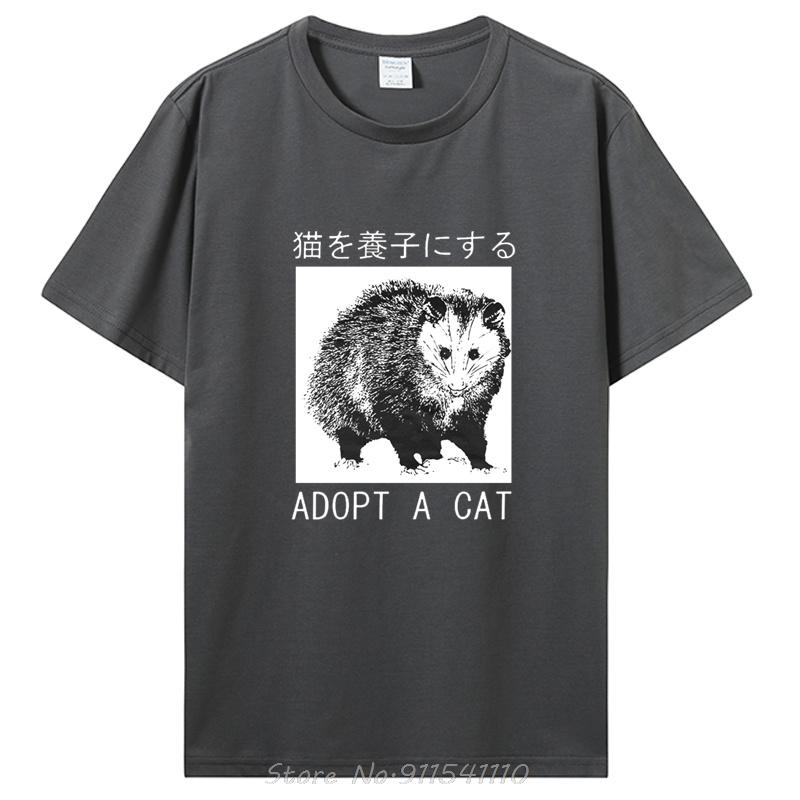 Adopt A Cat Opossum Japanese TShirt Fashion Casual Fitness T Shirt Cotton Tops Tees Unisex S Clothing Oversized Unisex Tshirt