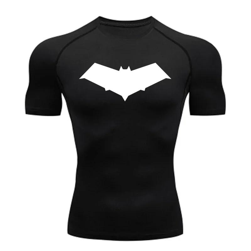 Clothing Fitness Compression Running T-Shirt Men Tops Bat Printing T Shirts Men Quick-Drying Gym Sportswear Jersey Tee For Male