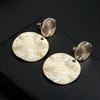 Vintage Textured Metal Round Disc Clip-on Earrings - Geometric Statement, No