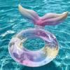 Mermaid Parent-Child Swimming Ring with Sequins - Underarm Support, Transparent Design for Kids and Adults