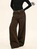 Yongfang Unisex Retro Wide-Leg Work Pants with Button Pocket Design