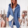Cardigan for Women Autumn Fashion Button Front Casual Plain Long Sleeve Knit Loose Daily Long Hooded Cardigan Outerwear