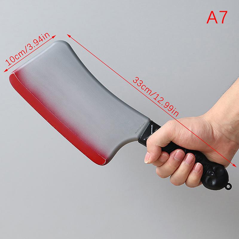 Decorative Bloody Axe Realistic Looking Plastic Halloween Fake Machetes Statue Sickle Knife Horror Cosplay Arm Prop For Home