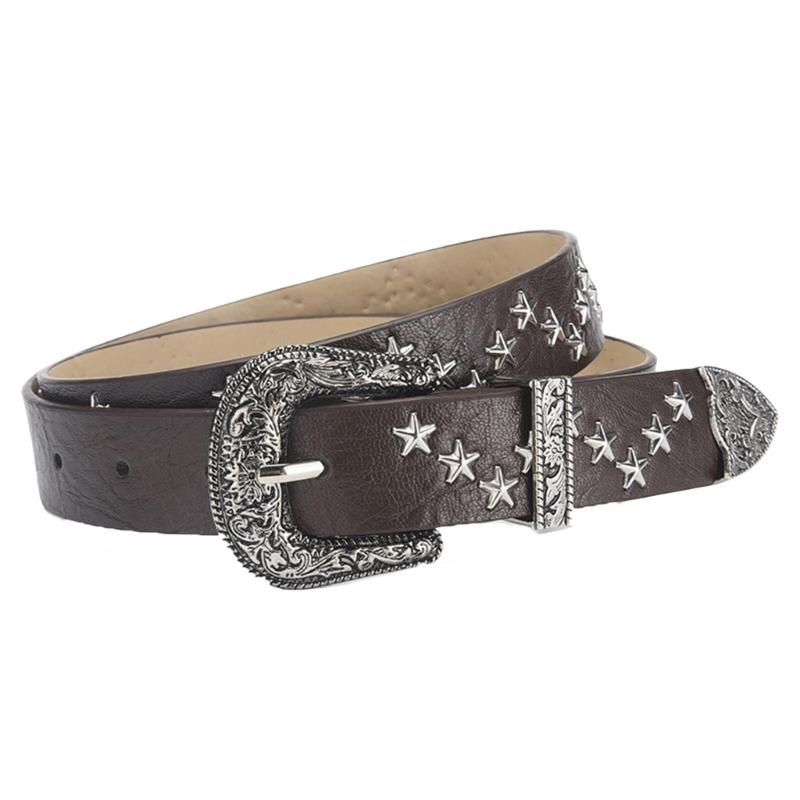 Elegant PU Belt With Star Embellishments Trendy Soft Belt With Adjustable Accessory for Dress or Jeans