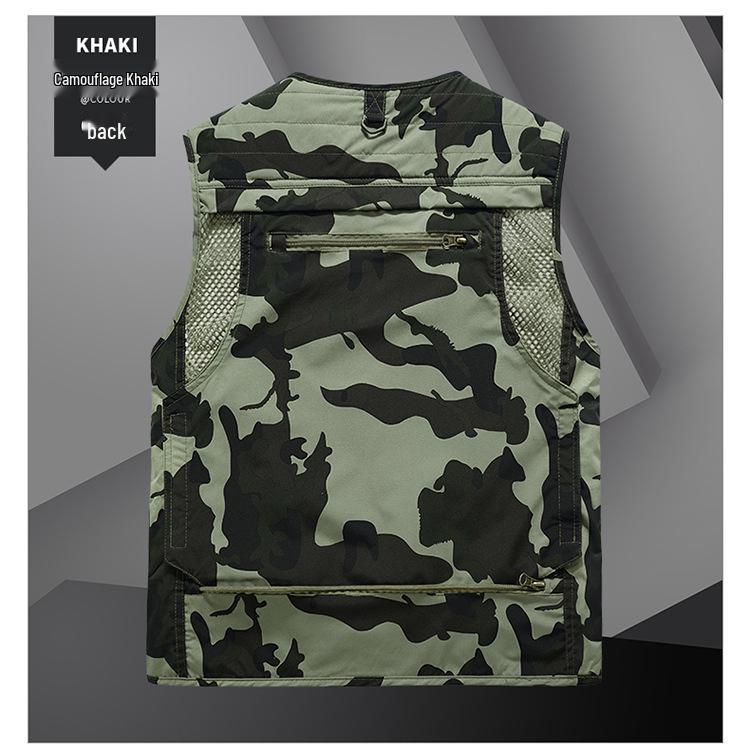 Men's Camouflage Mesh Photography Vest – Lightweight, Multi-Pocket for Outdoor, Fishing, and Casual Wear.