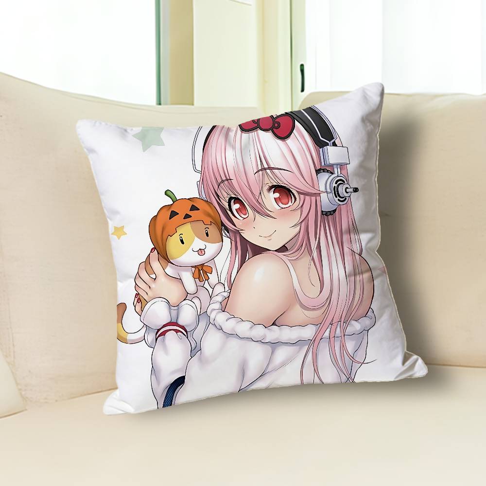 

Cute S-Super S-Sonico Pillow Cases for Bedroom Living Room Sofa Home Decor Polyester Cushion Cover with Zipper 30cmx30cm