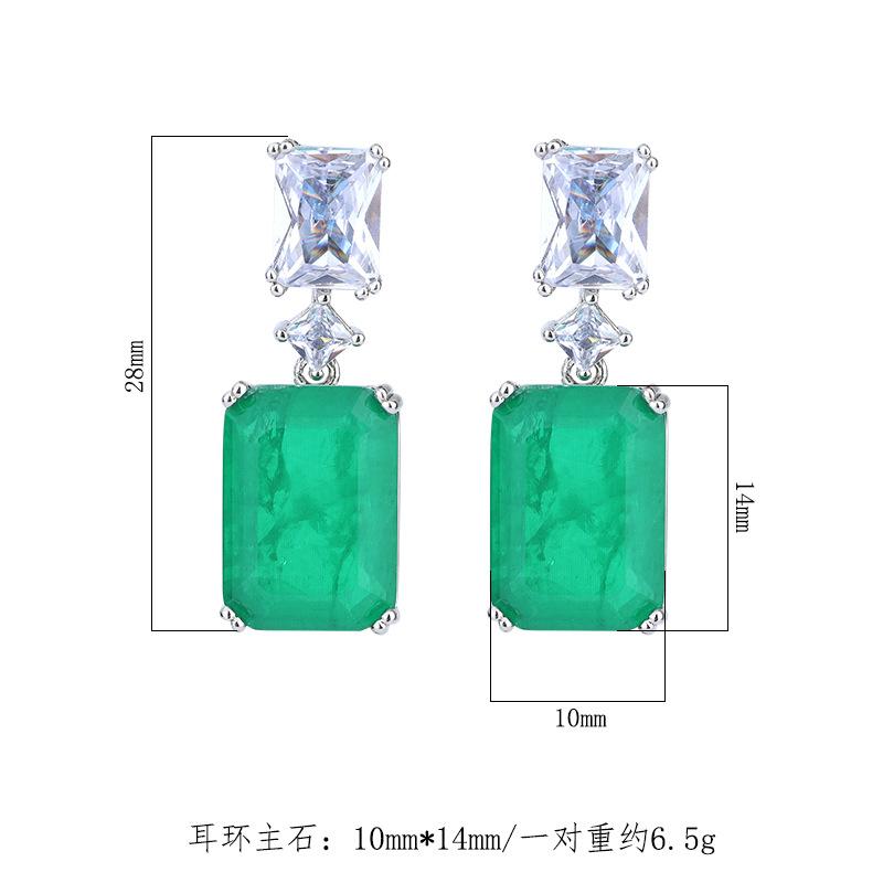 New Cross-border High-end Paraiba Earrings Simple Square Women's Retro Fashion Accessories