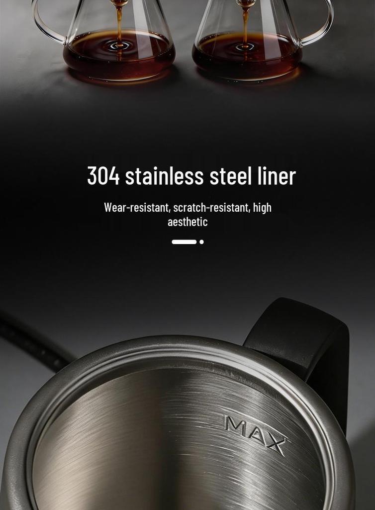 European Gooseneck Electric Kettle - 304 Stainless Steel Pour-over Coffee Pot with Long Spout