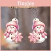 Theme Cute Christmas Cartoon Pink Hat Scarf Snowman Pattern Women Earrings