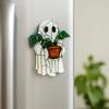 1pc Halloween Ghost Acrylic, Cute Ghost Holding Potted Plant Design, Four Seasons Decoration, Novelty Home Decor, Perfect Durable for Bedroom