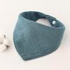 Solid Color Four-Layer Gauze Baby Bib Triangle Scarf with Snap Closure