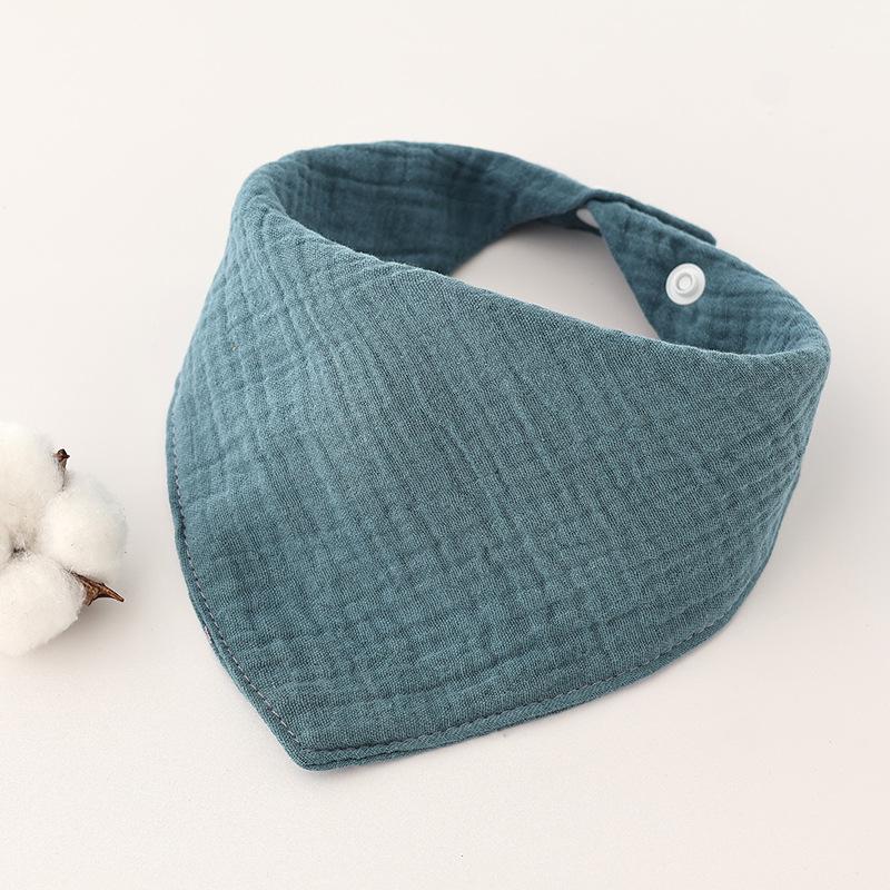 Solid Color Four-Layer Gauze Baby Bib Triangle Scarf with Snap Closure