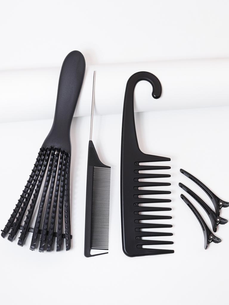 6pcs/set of anti-static hair comb wide toothed comb eight claw massage hair comb smooth hair clip set Special for real hair wigs
