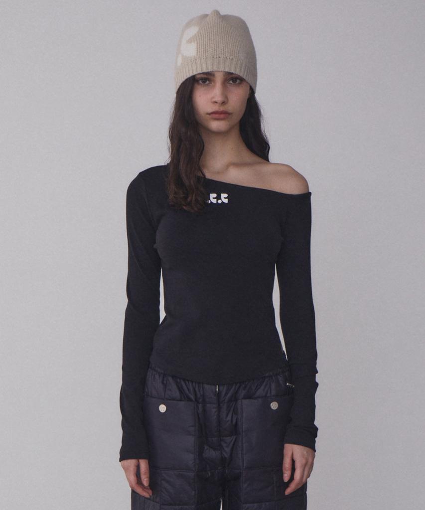 REST&RECREATION Rr One Shoulder Long Sleeve Top - Black