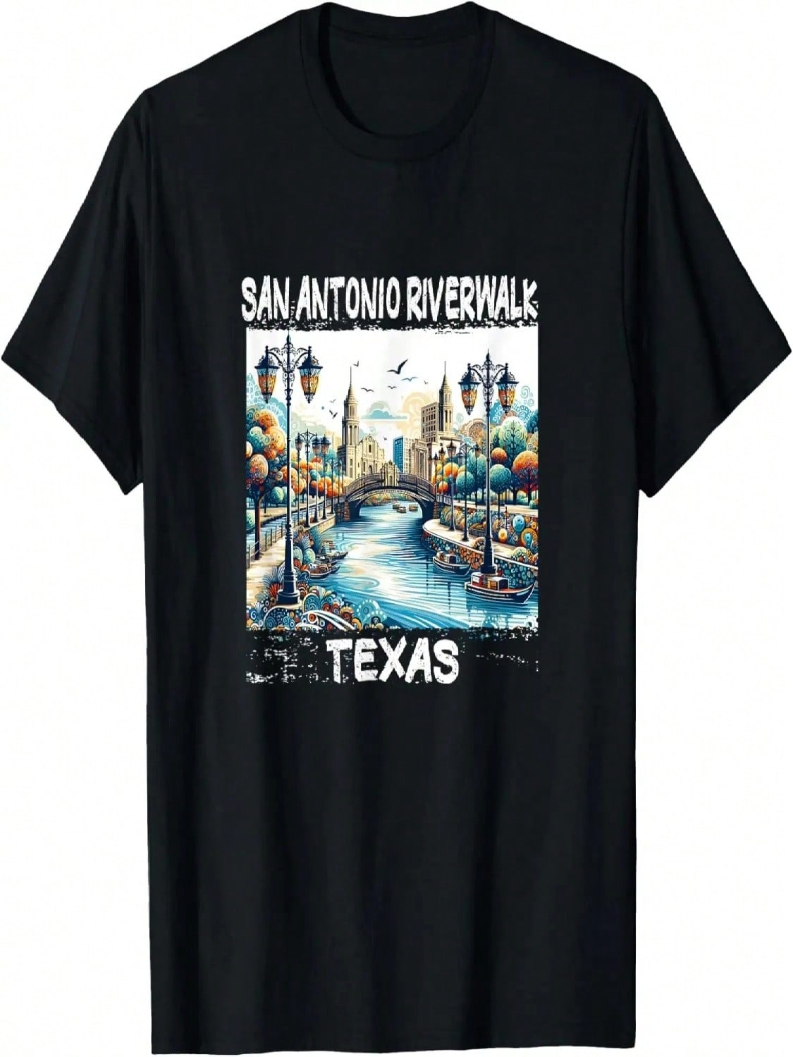 San Antonio Riverwalk Texas With Lanterns And Bridges T-Shirt S