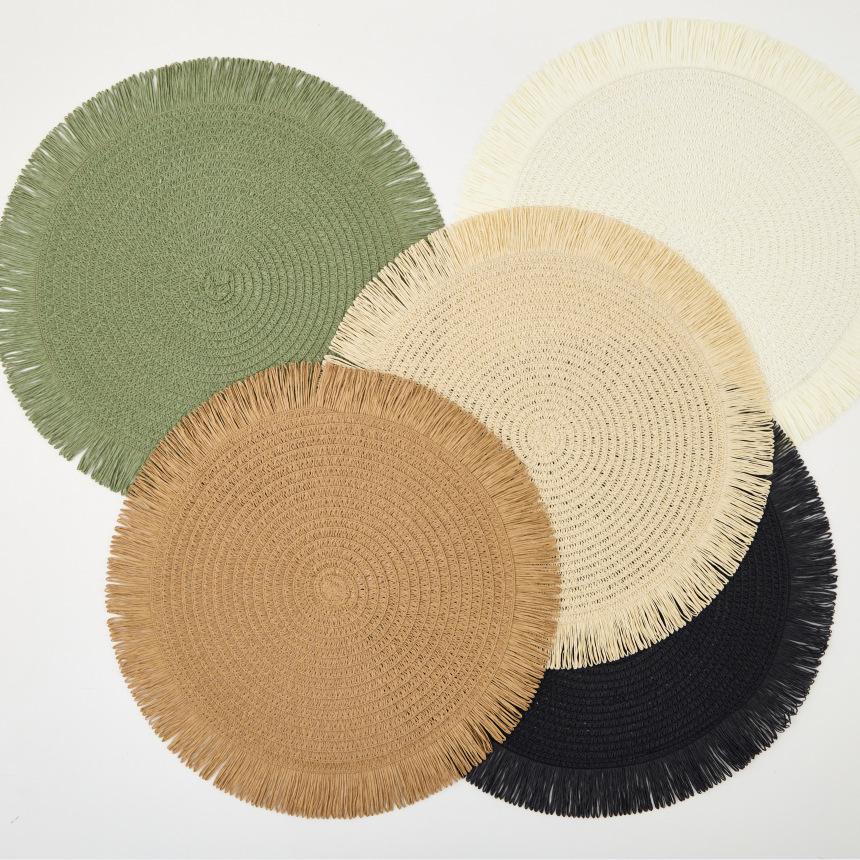 1PC Round Linen Solid Color Dining Table Mat Fashion Style Western Dining Table Bowl Cup Placemats Table Decoration