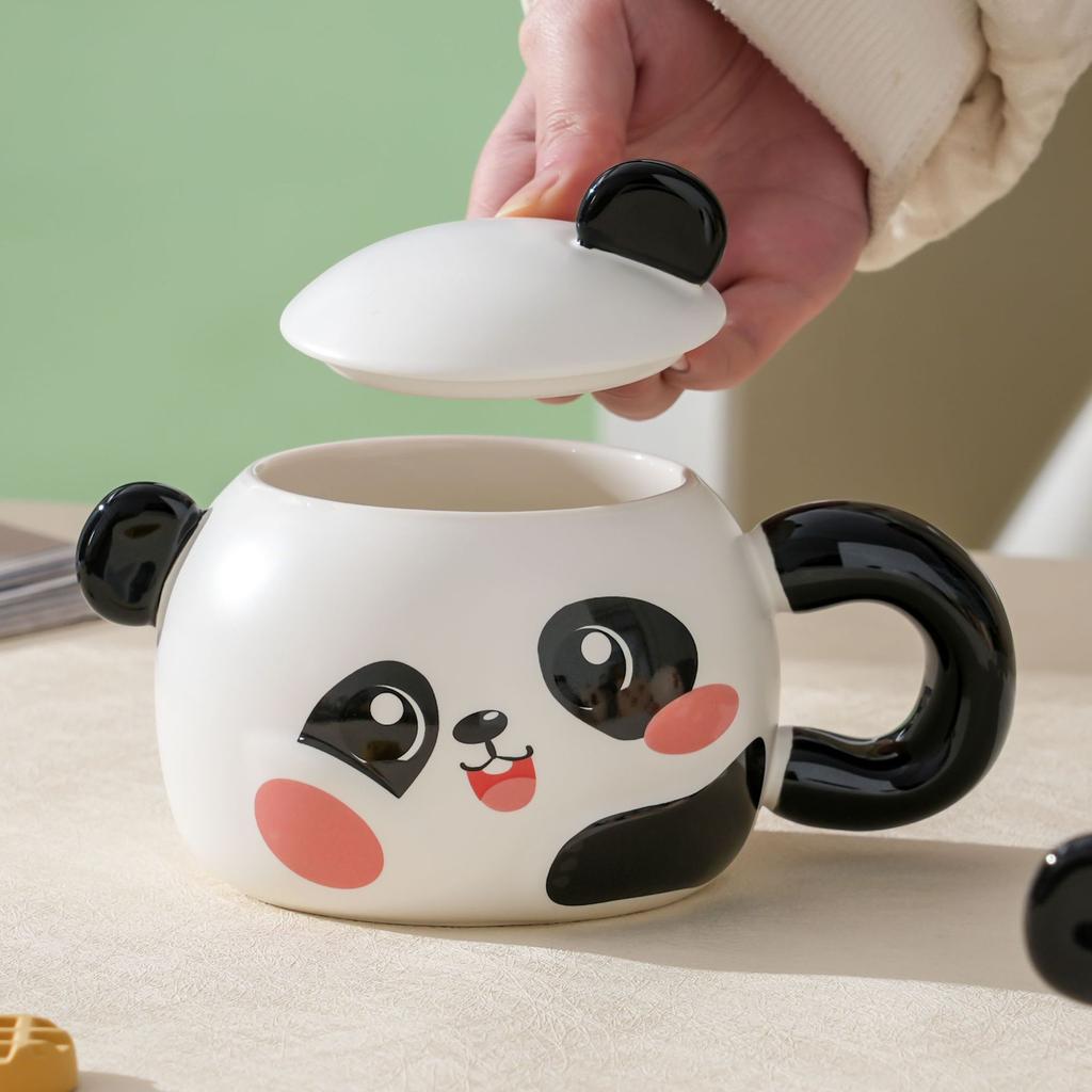 Cute Cartoon Panda Mug with Lid Ceramic Mug for Girlfriend's Birthday Gift Good Value Meaningful Souvenir