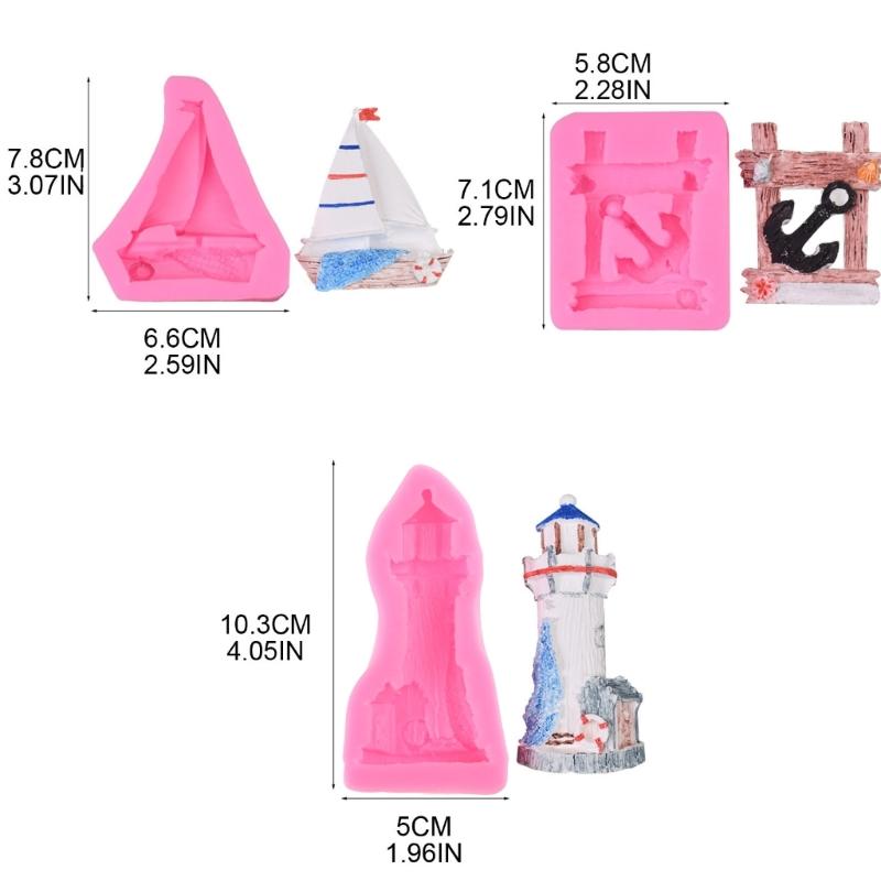 Lighthouse-Candle Mould Silicone Mold Anchor-Sailboat Resin-Casting Mould Homemade-Home Wedding Candle Making Tool