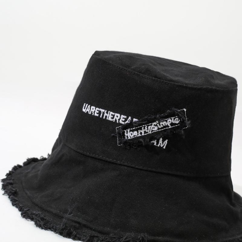 Solid color washed rough edge bucket hat foldable soft top basin hat ladies beach sun hat fashionable versatile beach hat