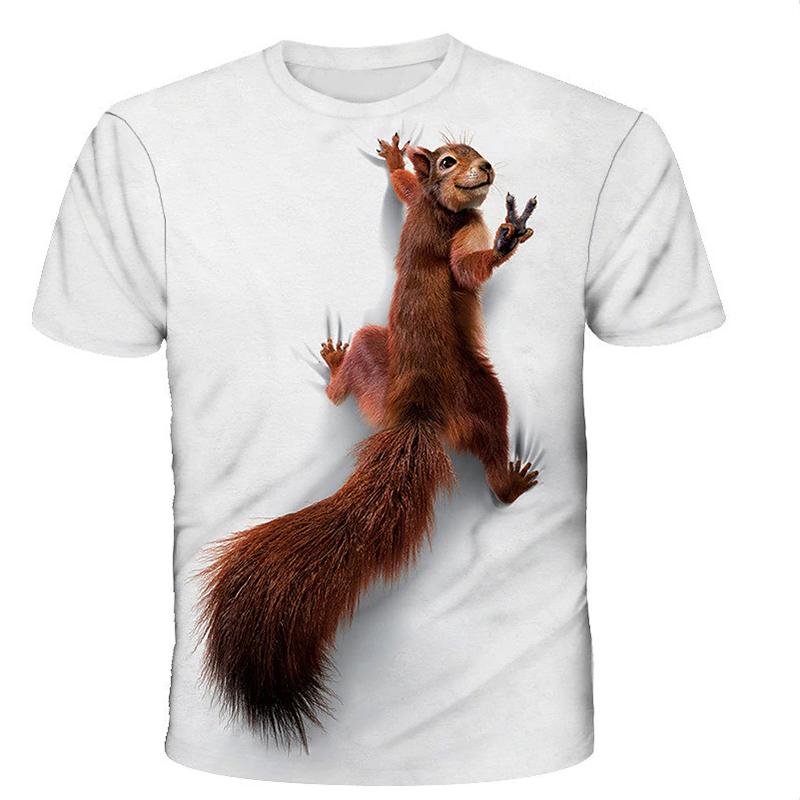 New Summer Men's Fashion T-shirt Personality Little Squirrel Printed Men's T-shirt Top