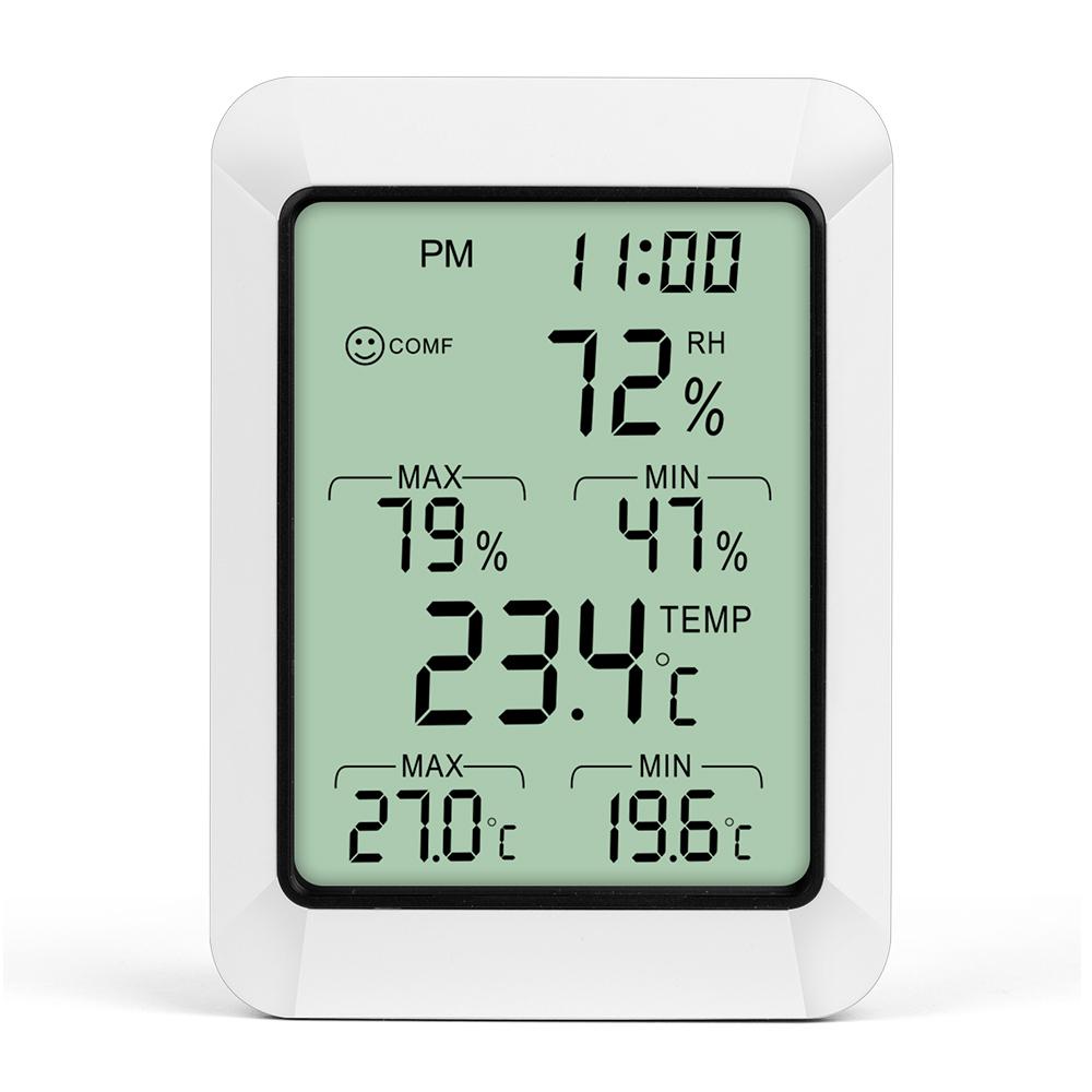 Intelligent Temperature Humidity Meter with LCD Digital Display Screen Digital Thermometer Hygrometer with Time Alarm Max./Min. Value Function